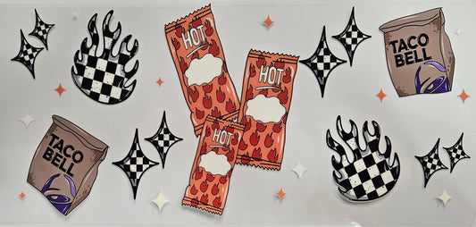 16/20 oz Wrap Taco Bell Checkered Sauce Packets