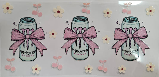 16/20 oz Wrap Monster Energy W/ Pink Bows