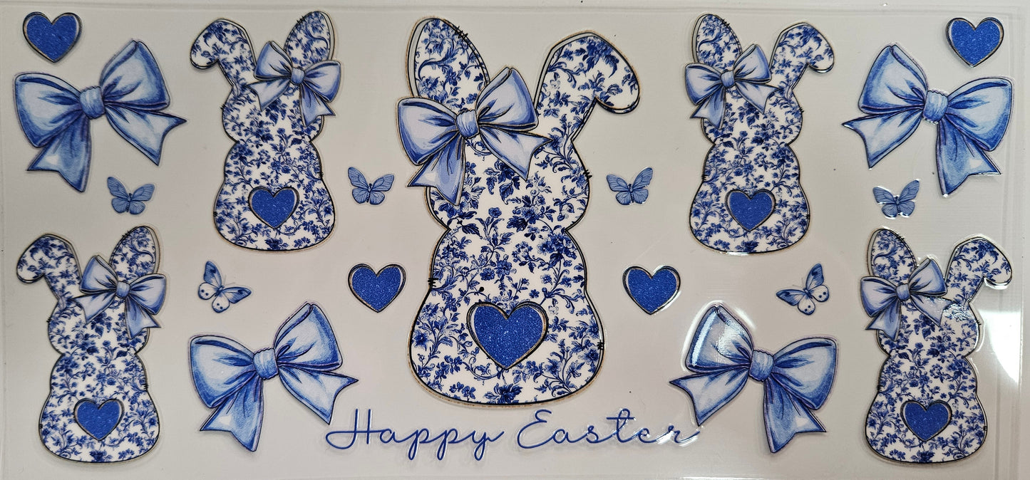 16/20 oz Wrap Blue and White Bunny Peeps