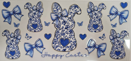 16/20 oz Wrap Blue and White Bunny Peeps