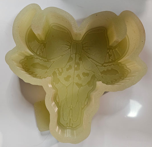 Mold Cow Skull W Bow and Leopard Print