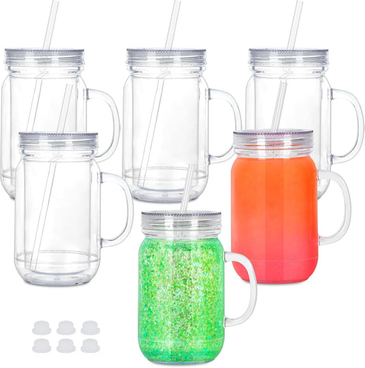 20 oz Acrylic Mason Jar Snow Globe Tumbler