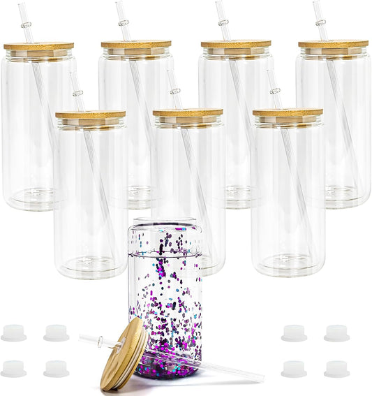 16 oz Glass Snow Globe Tumbler