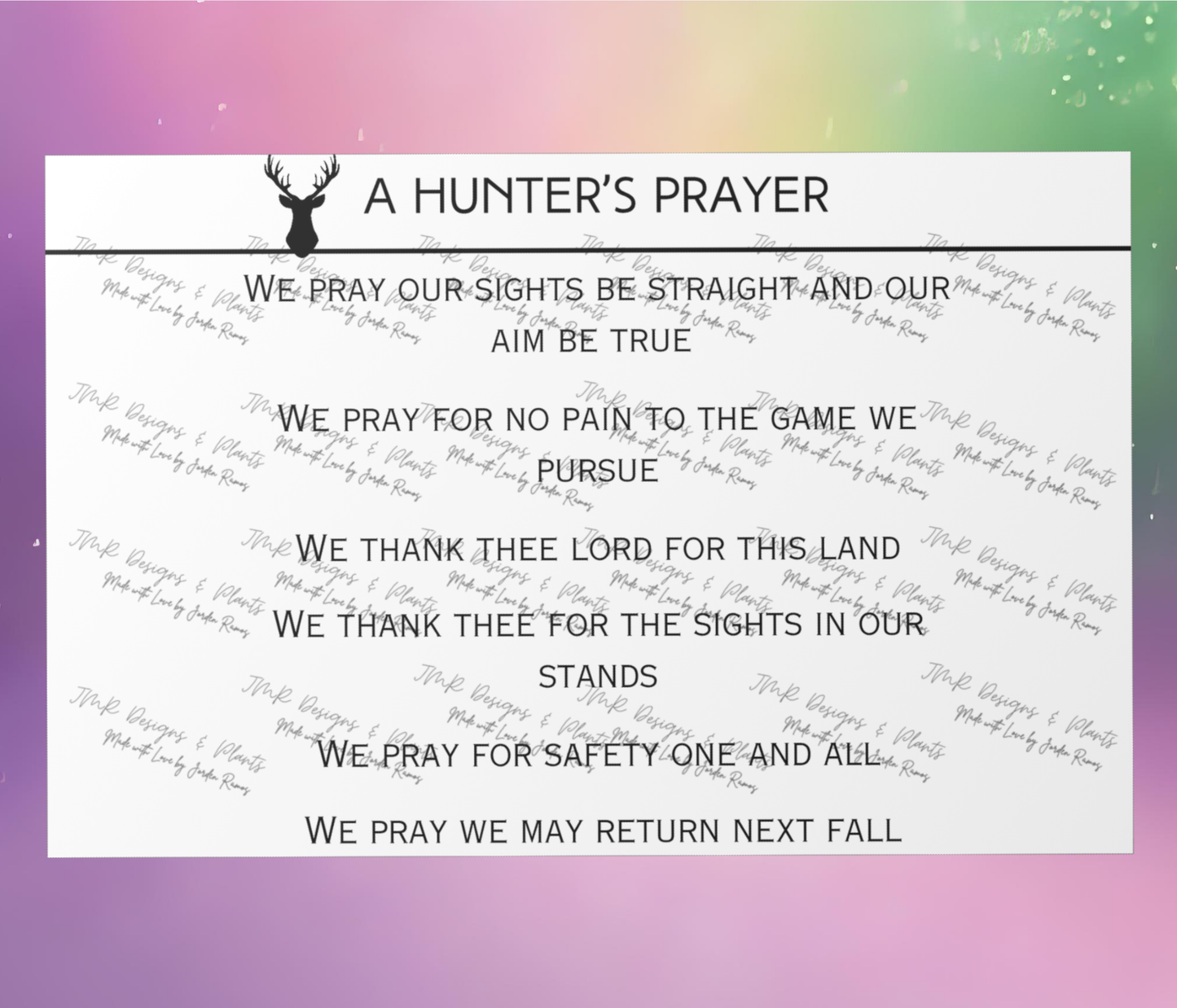 10"X8"/12"X8" Wall Decor A Hunter's Prayer