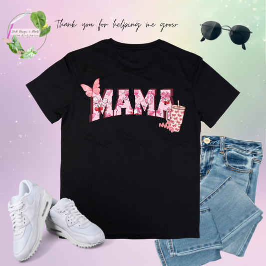 T Shirt Design Mama W/ Tumbler and Claw Clip