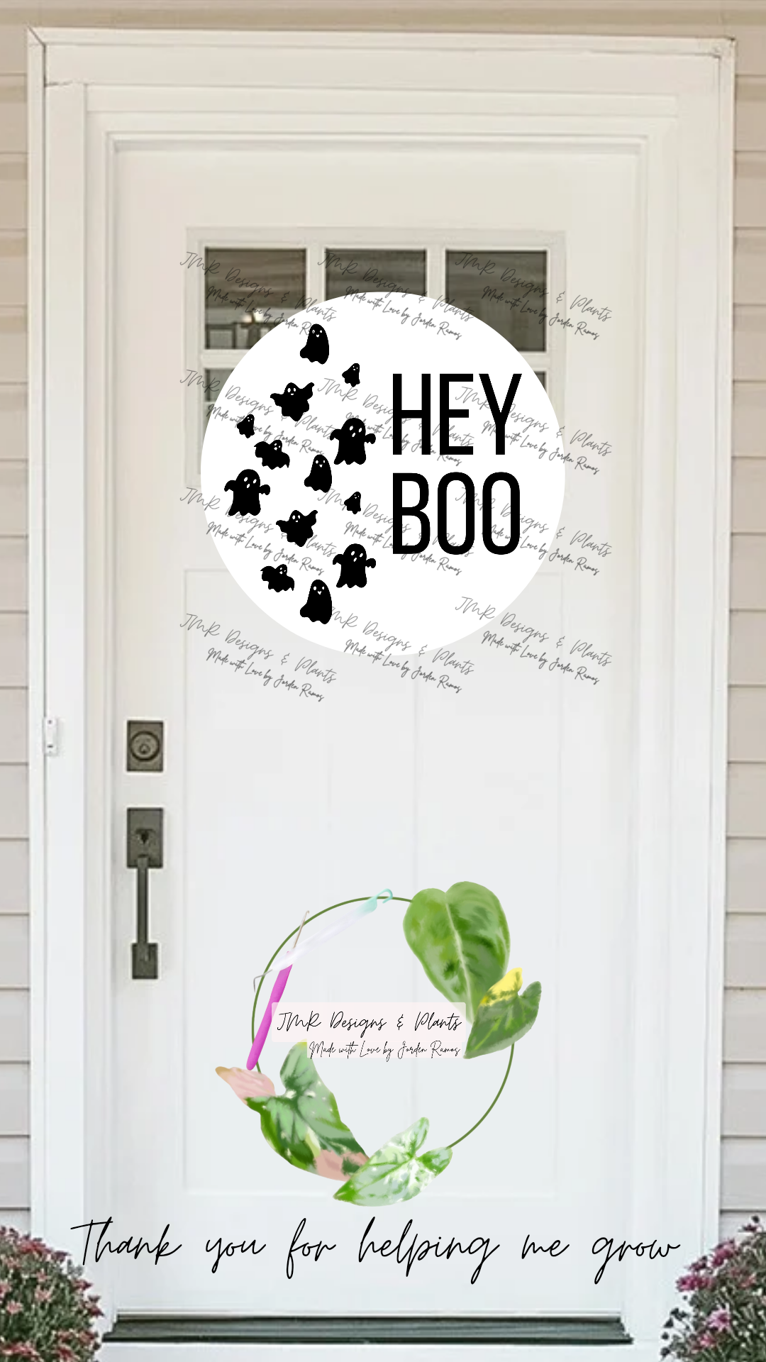 12"/14" Circle Welcome Sign Design Hey Boo W/ Ghost