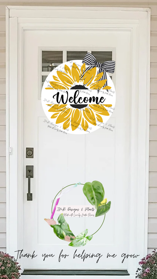12"/14" Circle Welcome Sign Design Sunflower Welcome