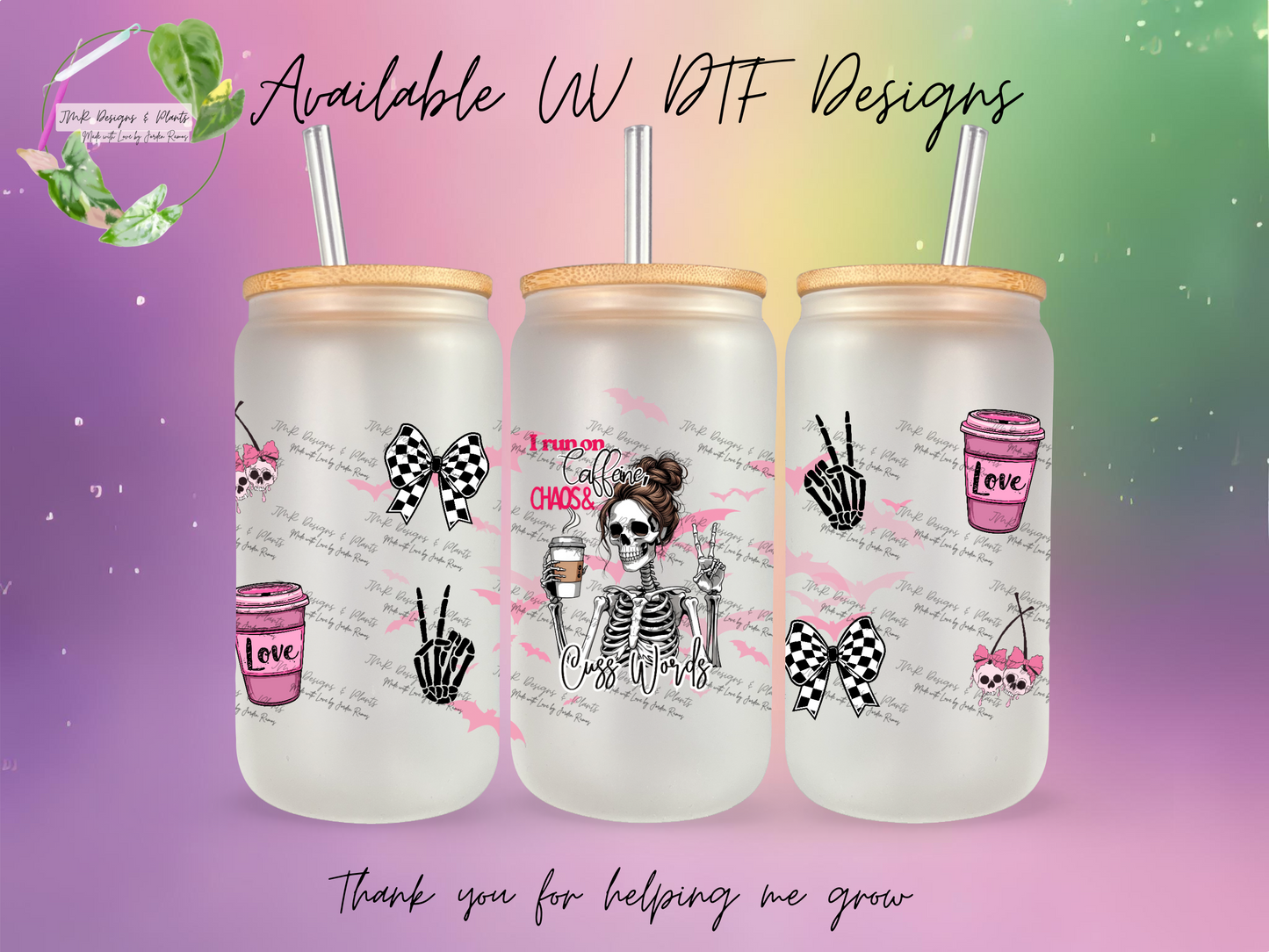 16/20 oz Wrap I run on Caffeine, Chaos and Cuss Words