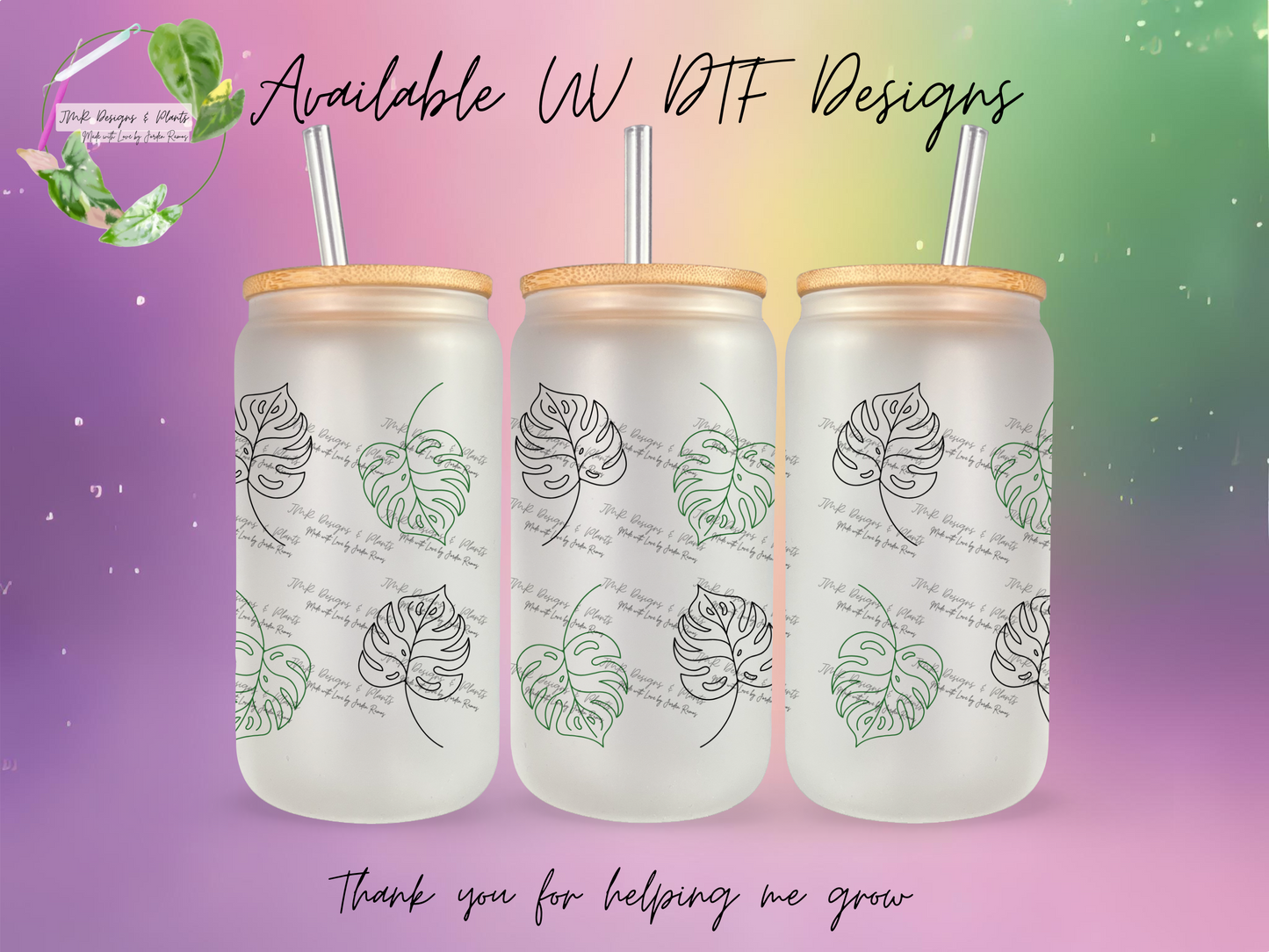 16/20 oz Wrap Monstera Leaf Green