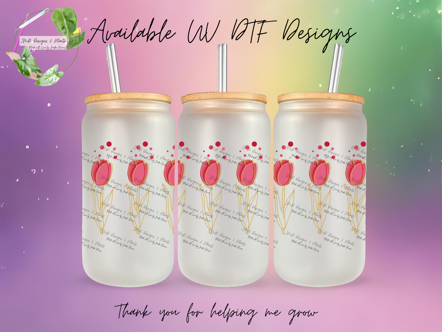 16/20 oz Wrap Pink Tulip