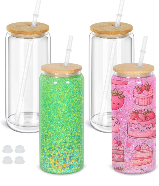 20 oz Glass Snow Globe Tumbler
