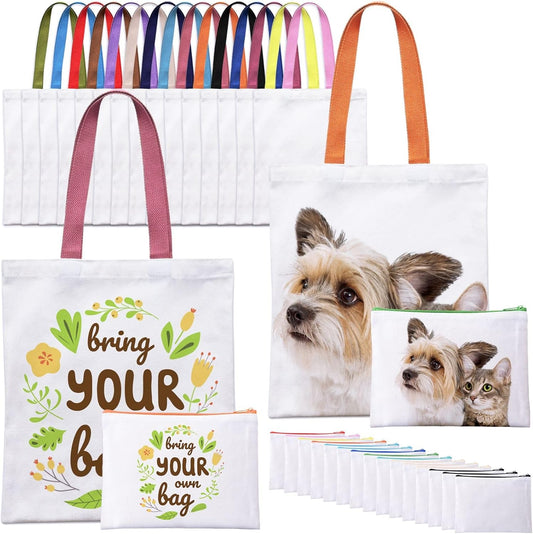 Canvas Tote Bag W/ Make up Bag