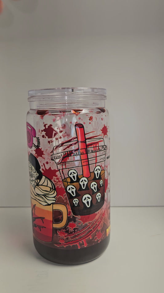 16 oz Snow Globe Tumbler "Spooky Drinks"