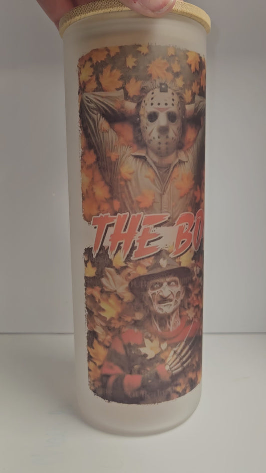 25 oz Frosted Skinny Glass Tumbler "The Boys of Fall"