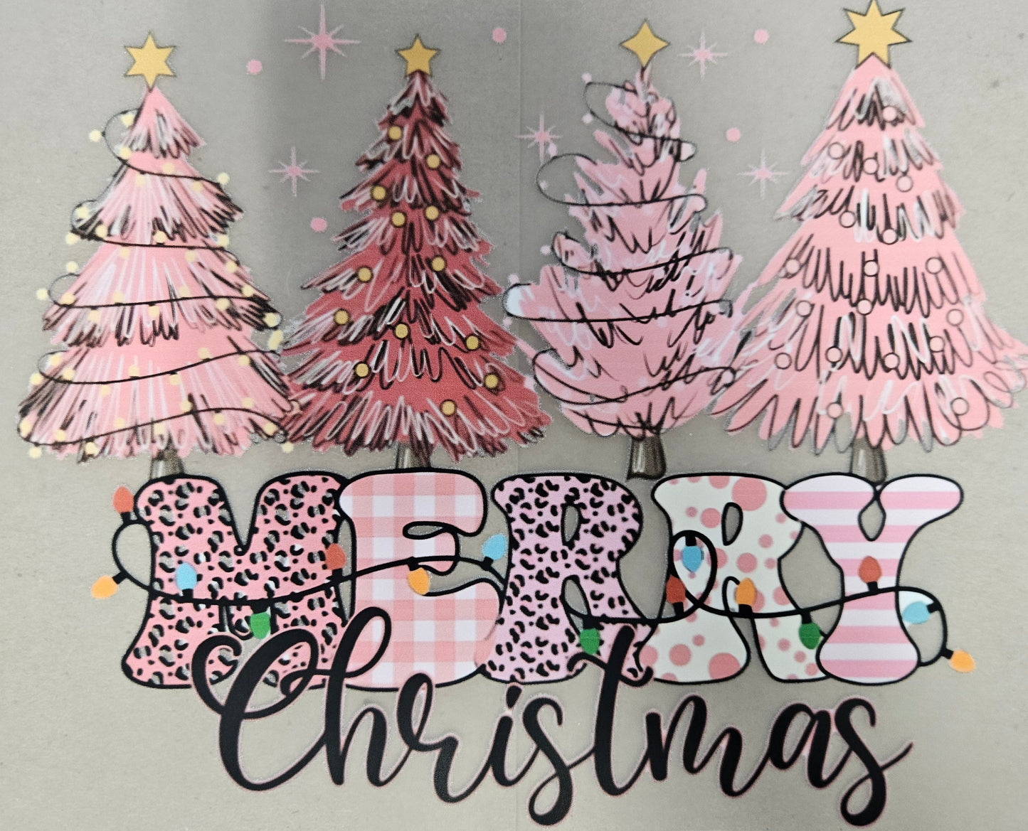 DTF Apparel Merry Christmas Pink