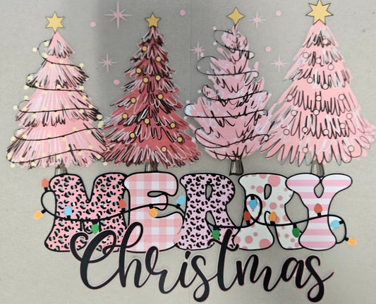 DTF Apparel Merry Christmas Pink